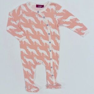 Milkbarn Pink Fox Snap Pajamas Girls 3-6M Boys Footie Sleeper Romper Organic